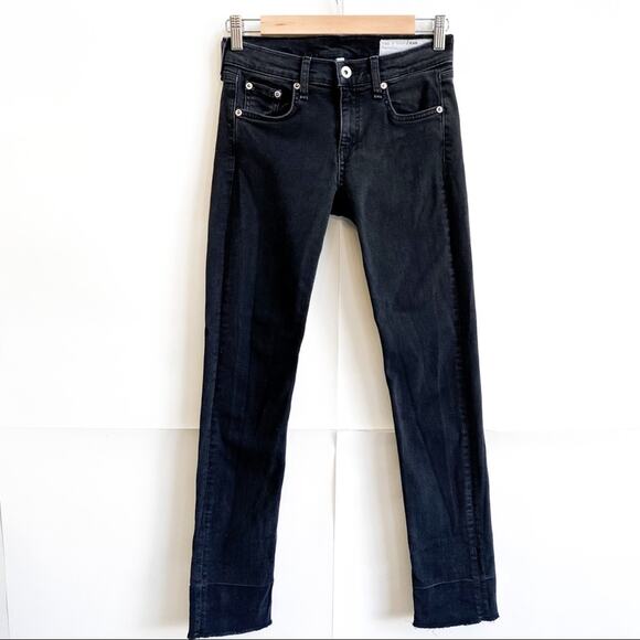 rag & bone Denim - Rag & Bone Black Raw Hem Ankle Jeans‎